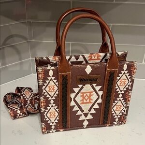 Wrangler Geometric Brown and Cream Tote